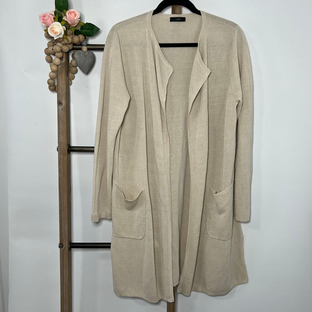 J Crew Tan Open‎ Long Cardigan Size Small